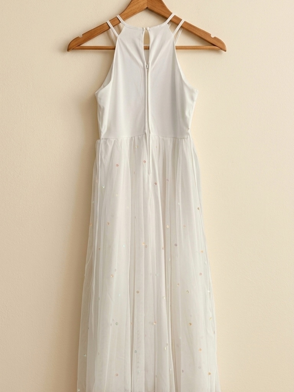 Speechless White Halter Dress with Blue Embroidered Bodice - Picture 3 of 5